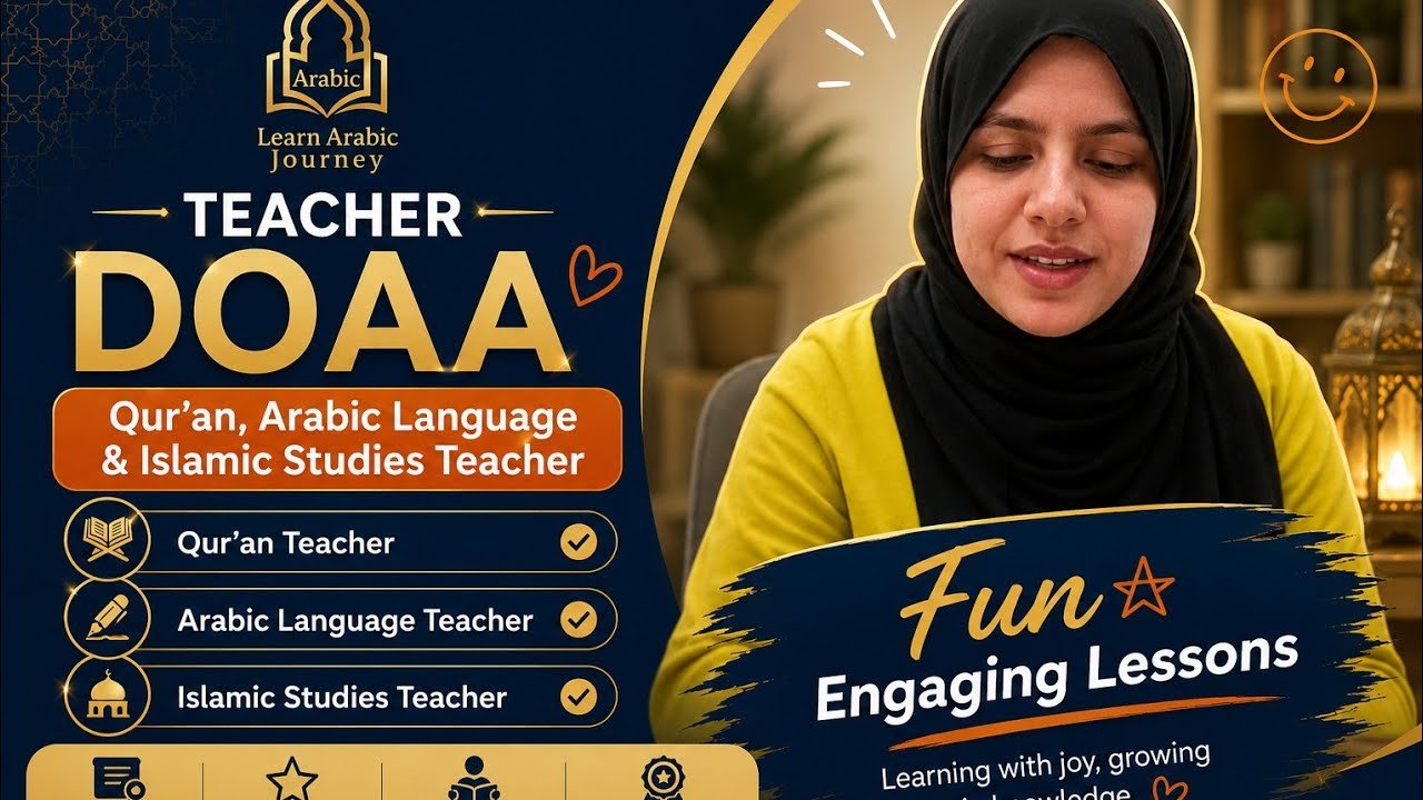 Teacher Doaa teaching a fun online Quran and Arabic class for kids